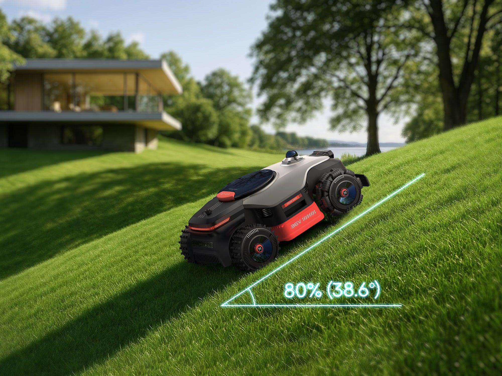 4WD-Antrieb: Bewältigt Steigungen von 80 % und Hindernisse von 6 cm